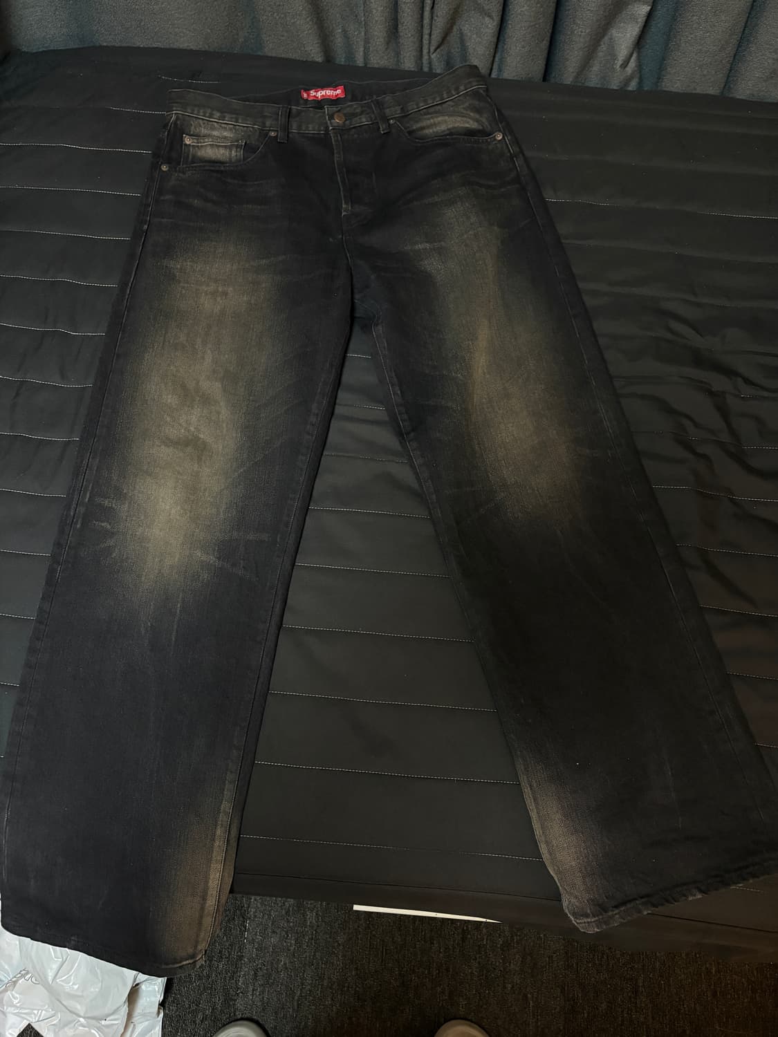 슈프림 셀비지 루즈핏 디스트레스드 진 블랙 34 상품이미지3