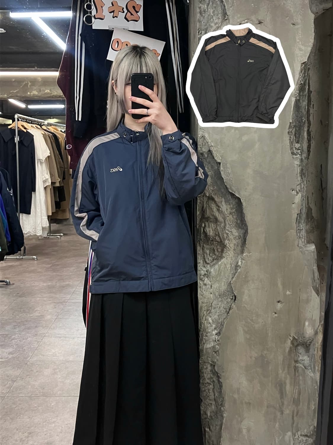 아식스 버클 포인트 바람막이 네이비 95 #csz3704 상품이미지1