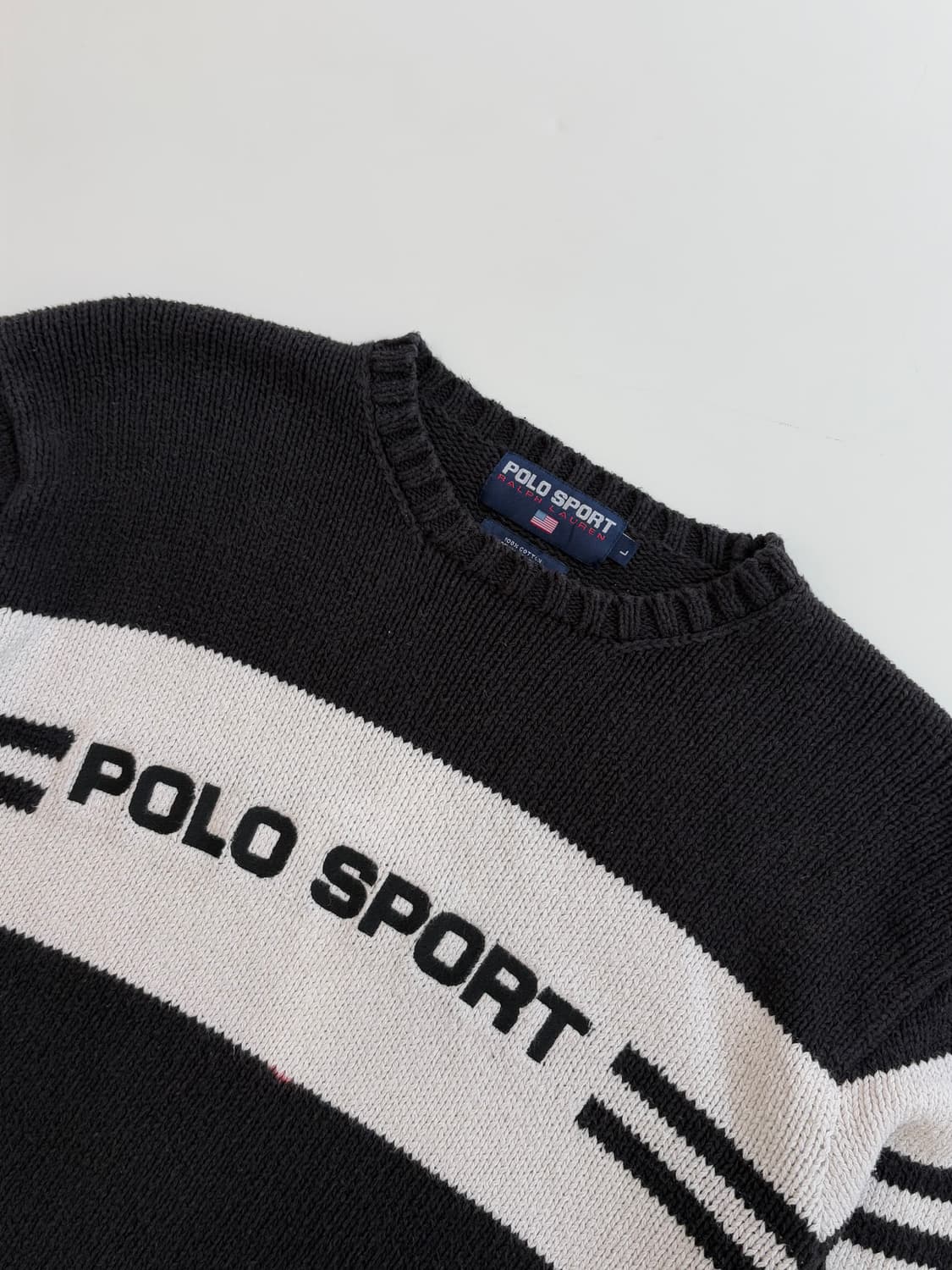 Polo Sport 폴로 스포츠 코튼 네이비 배색 라운드넥 니트  상품이미지2