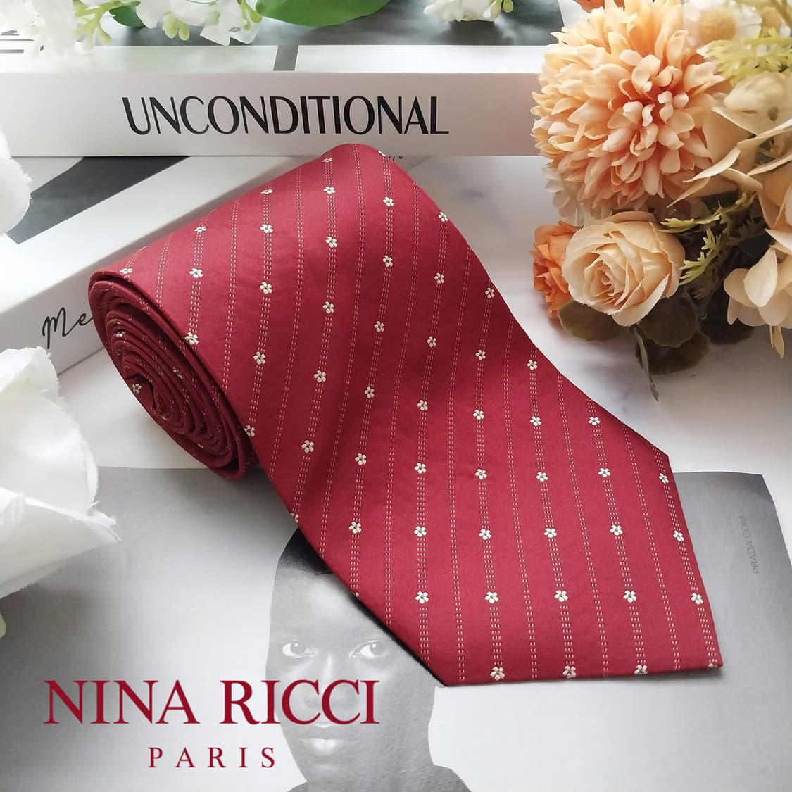 니나리치 실크 와인 패턴 넥타이 9.5cm A+등급 K2242 상품이미지2