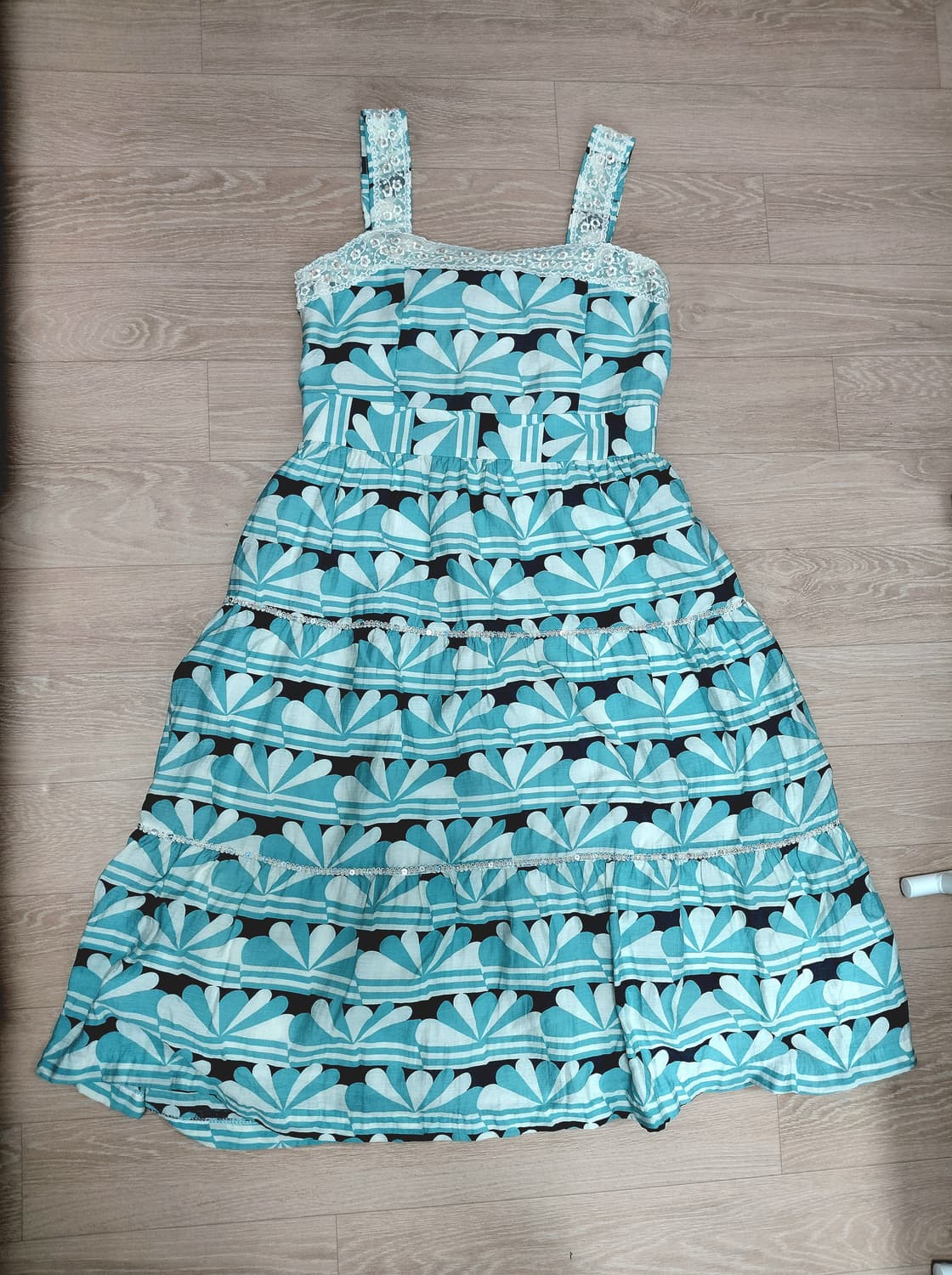 페어리 모리 민트 레이스 자수 큐빅 펄 엠브로이드 원피스 상품이미지1