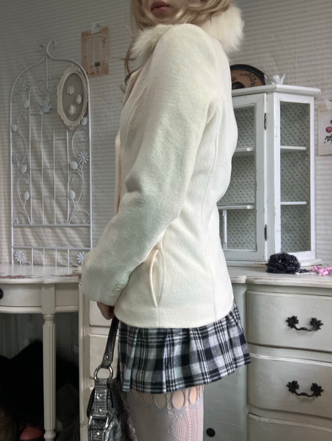 CECIL McBEE 화이트 퍼 코트 상품이미지8