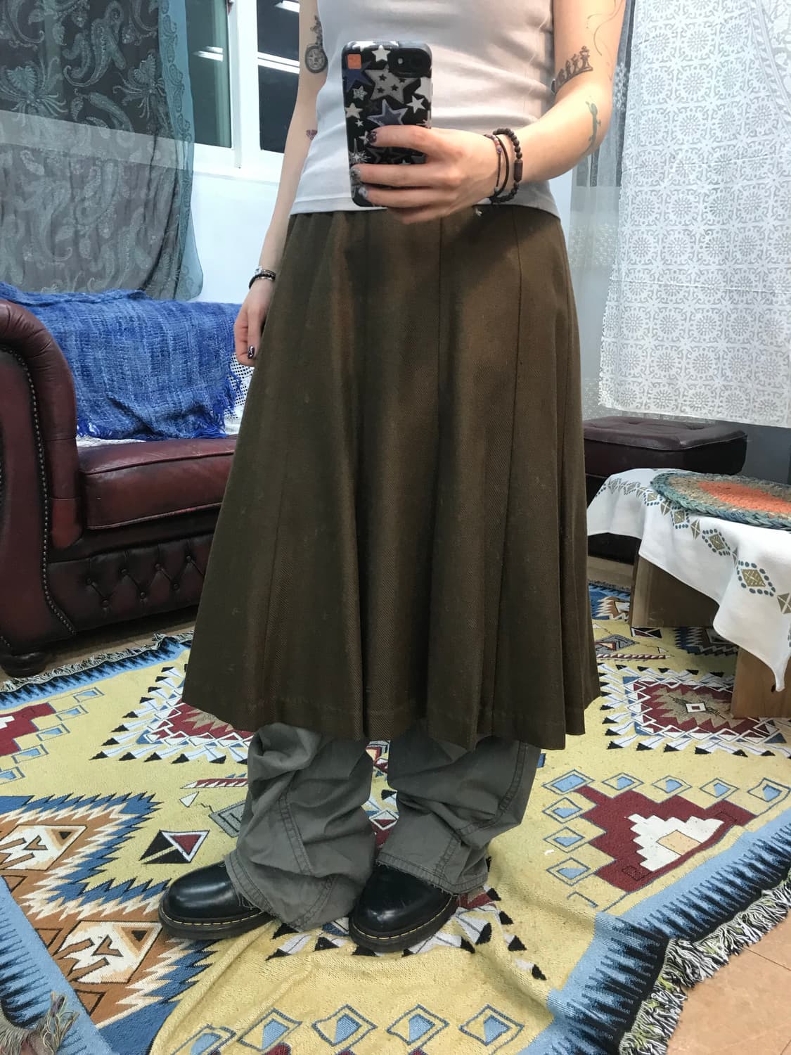 빈티지 여성 브라운 미디스커트 (Z992) 상품이미지1