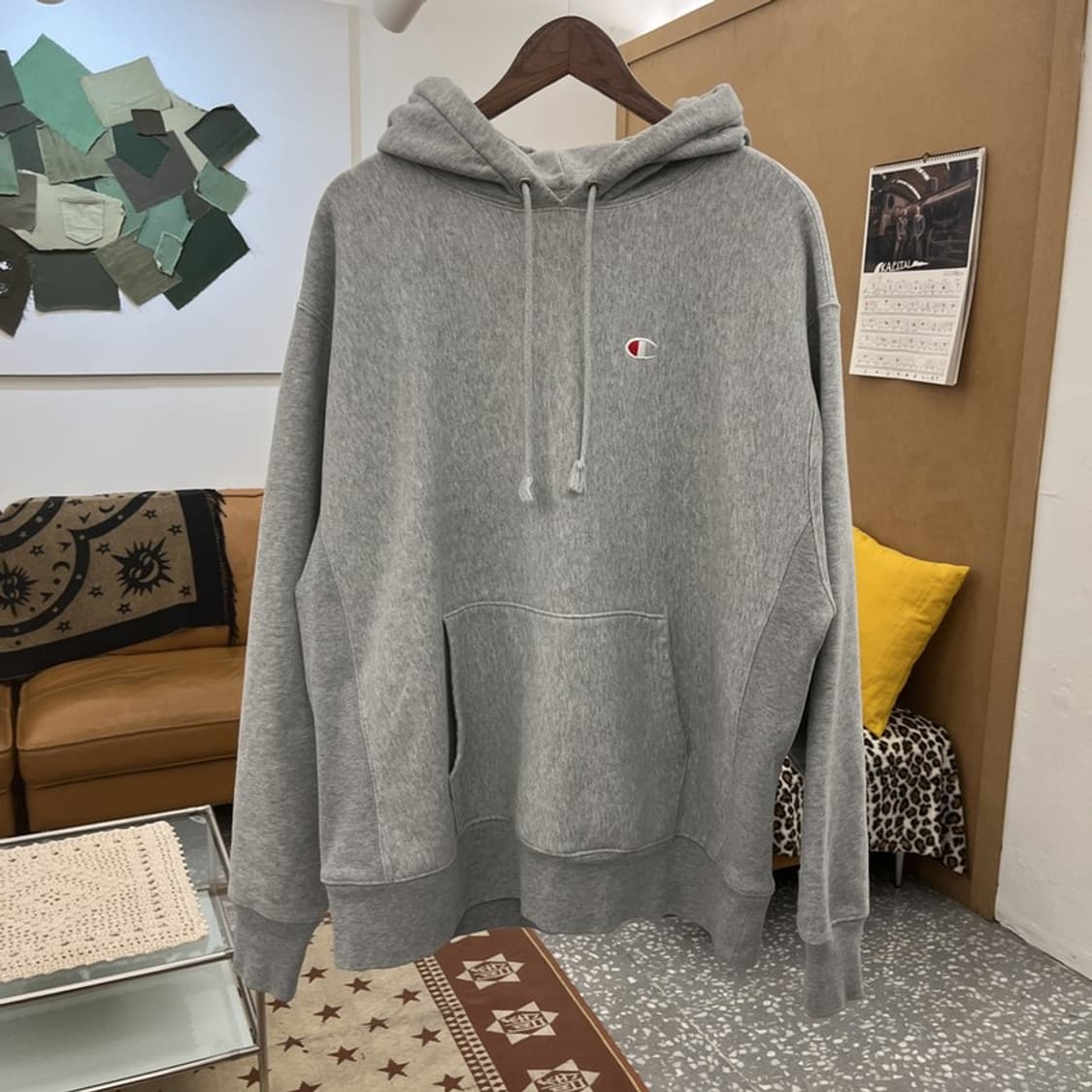 챔피온 빈티지 모던 캐주얼 자수로고 후드티 XL C10315 상품이미지3