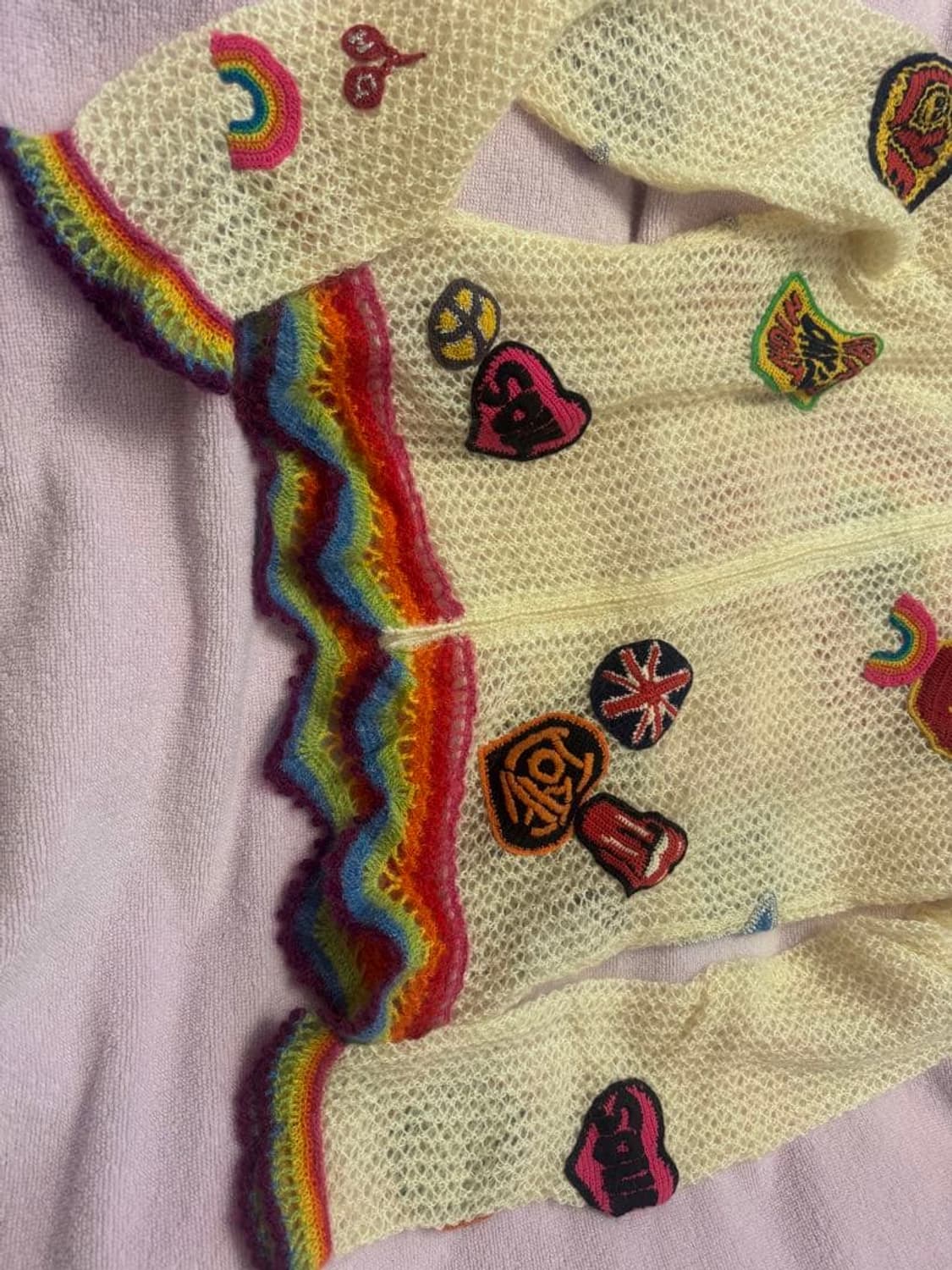 90s 히스테릭 글래머 모헤어 혼방 와펜 니트 가디건 상품이미지4