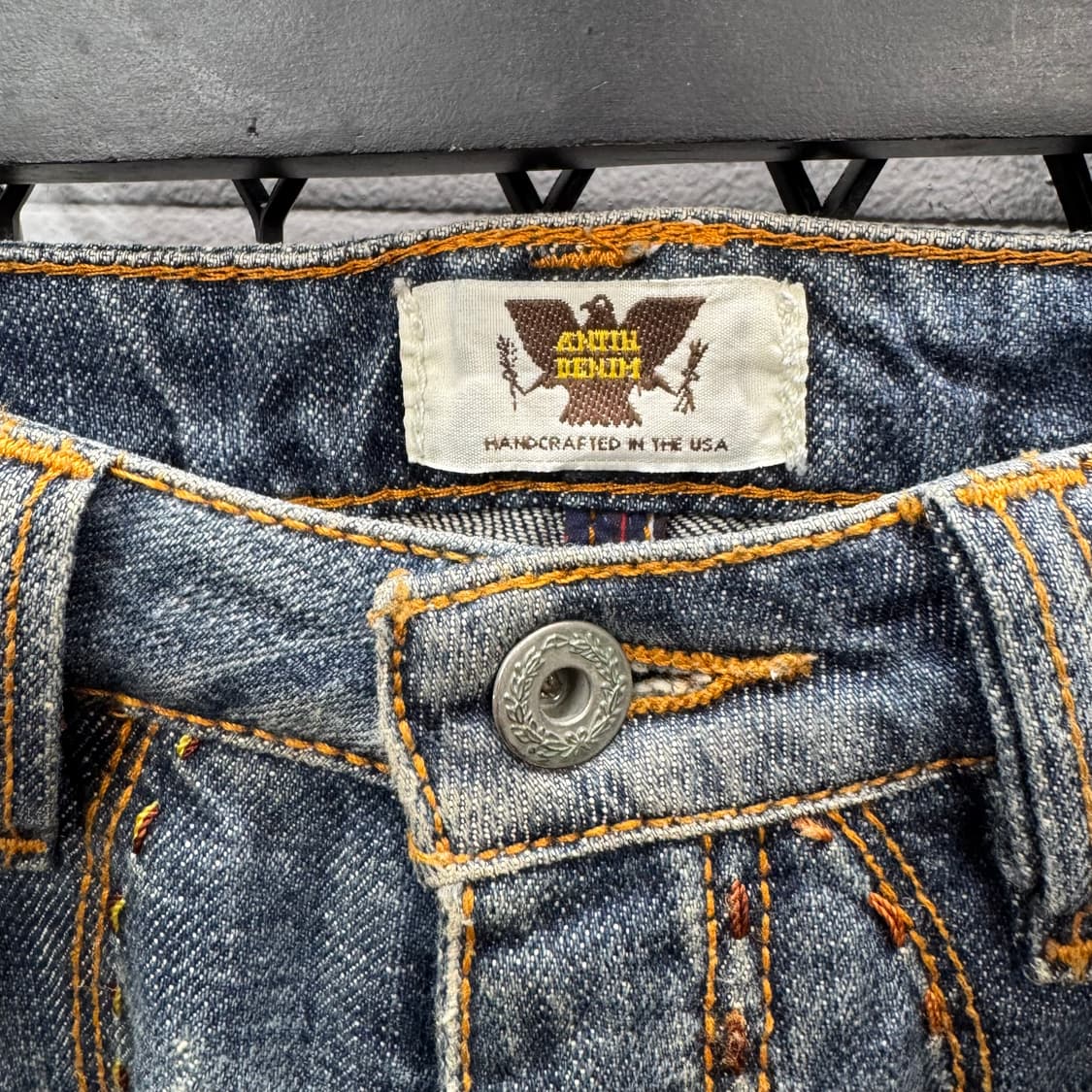 00s USA VINTAGE 데님 팬츠 후면 멀티컬러 자수 포인트 중청 상품이미지7