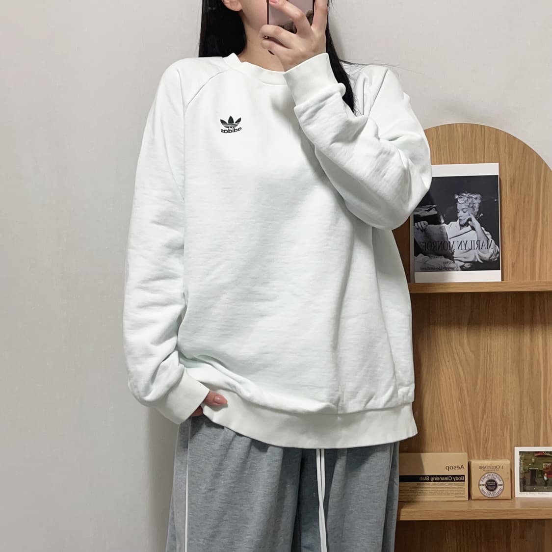 [정품] 아디다스 화이트 트레포일 맨투맨 [ 3XL ] 상품이미지1