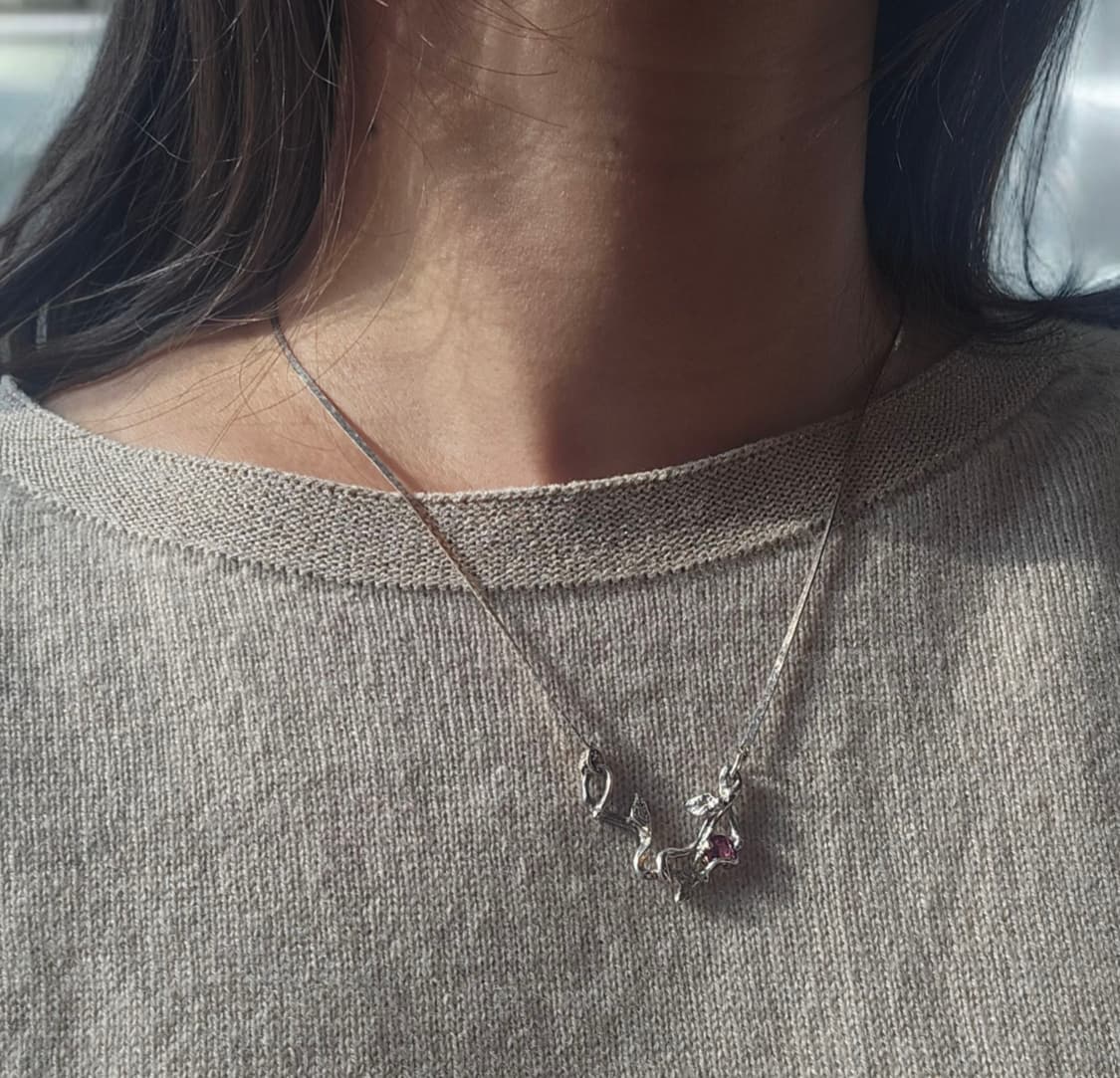 🇺🇸빈티지 장미넝쿨 핑크스톤 실버 925 목걸이 상품이미지2