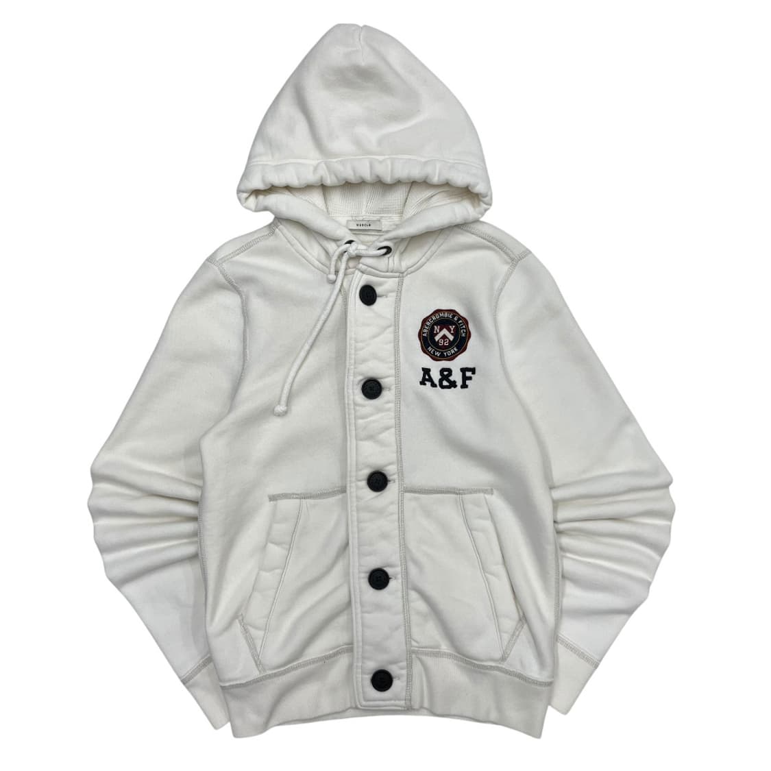 아베크롬비 뉴욕로고 아이보리 버튼 후드자켓 S 상품이미지1