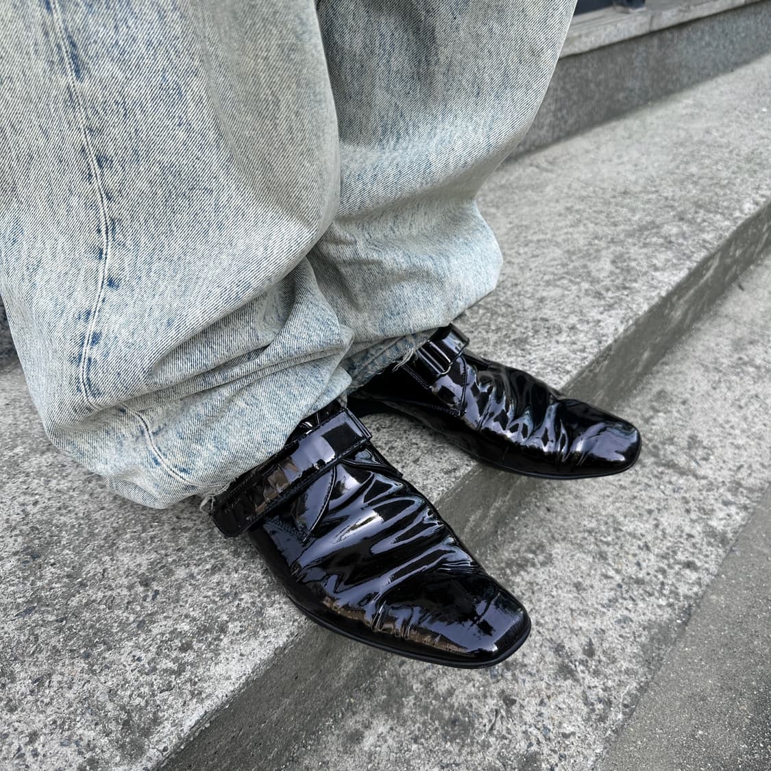 00s 프라다 스포츠 벨크로 페이턴트 가죽 스퀘어 토 로퍼 상품이미지7