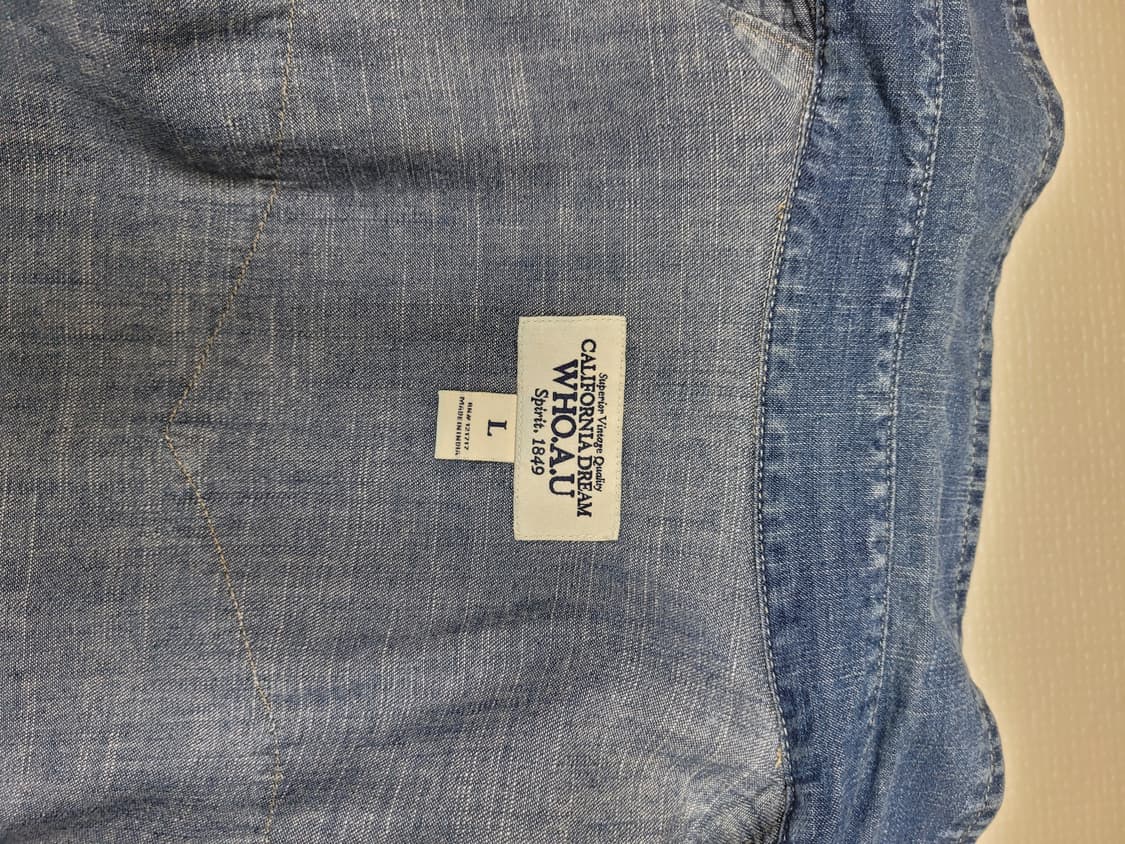 후아유 WHO.A.U 남자 웨스턴 데님 셔츠 L 블루 상품이미지9