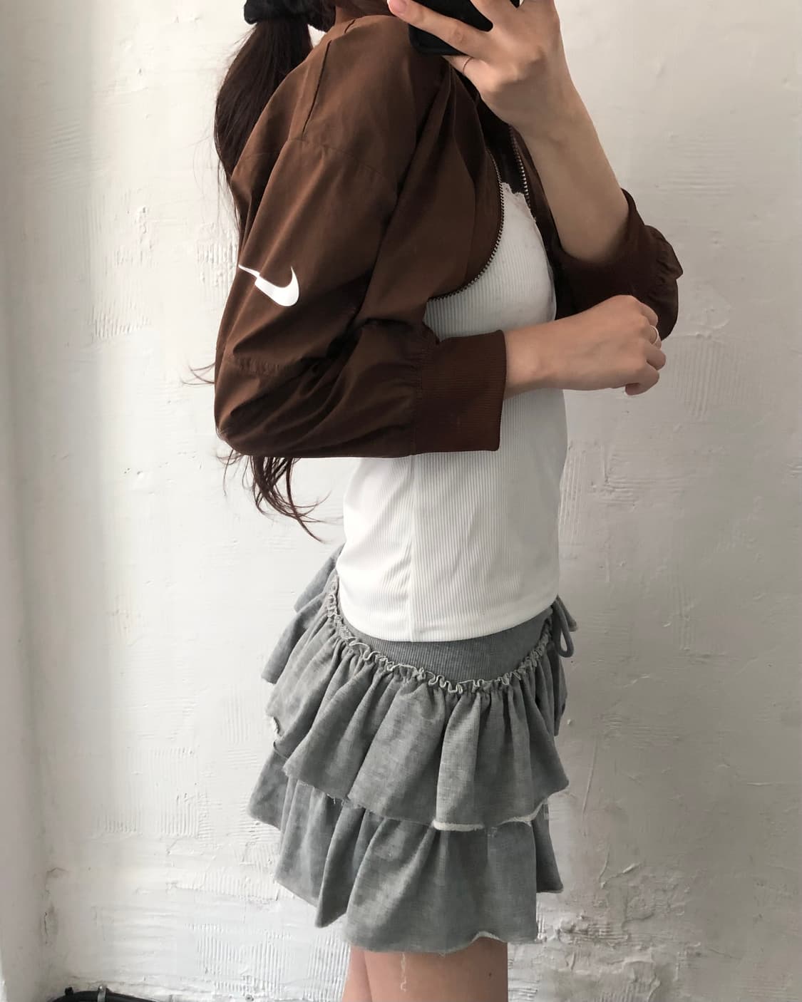 Nike 나이키 브라운 컬러 크롭 스우시 바람막이 자켓 상품이미지8