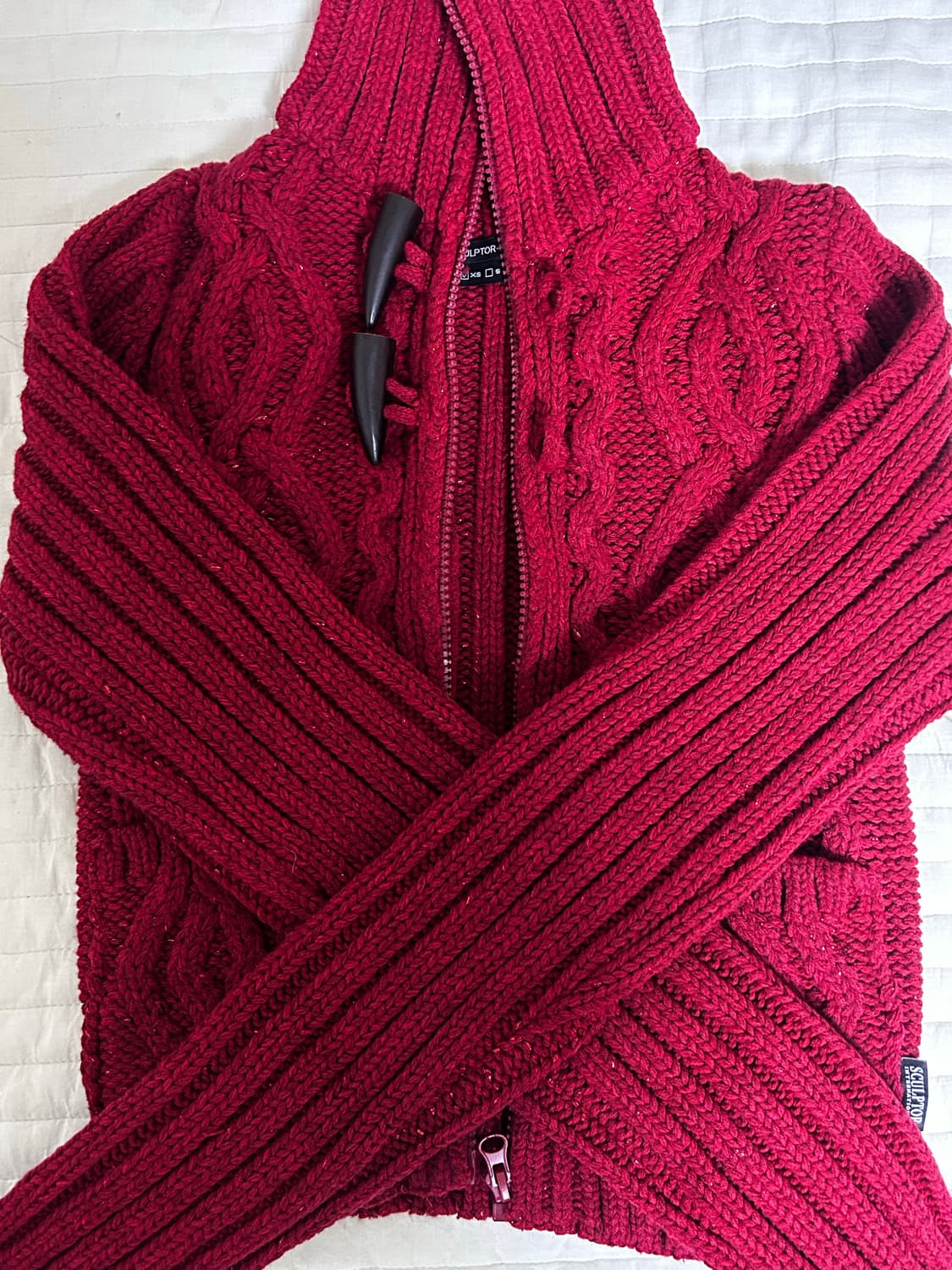 스컬프터 레드 니트 가디건 팔아요 상품이미지2