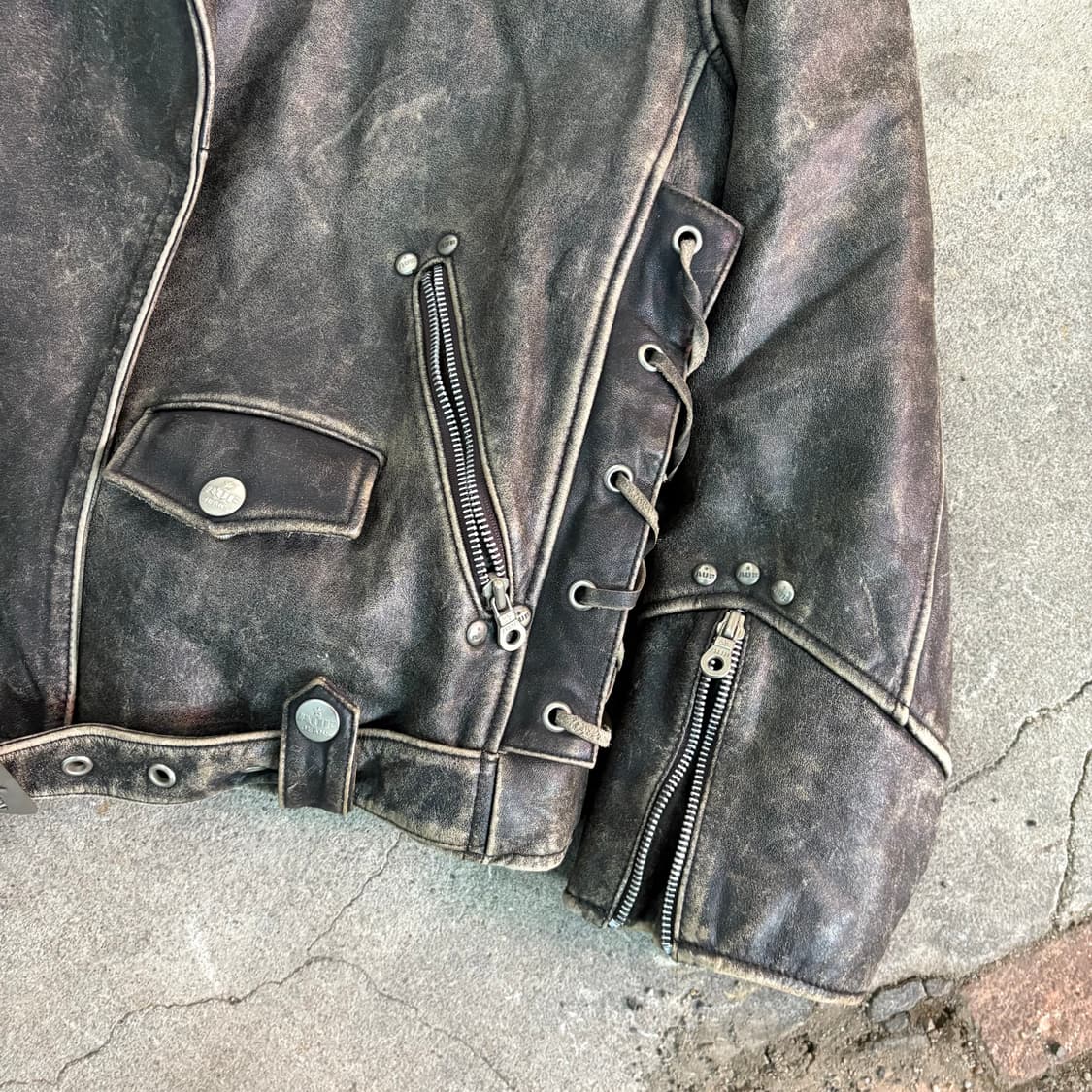 90s 빈티지 견장 버클 고딕 라이더 자켓 상품이미지5