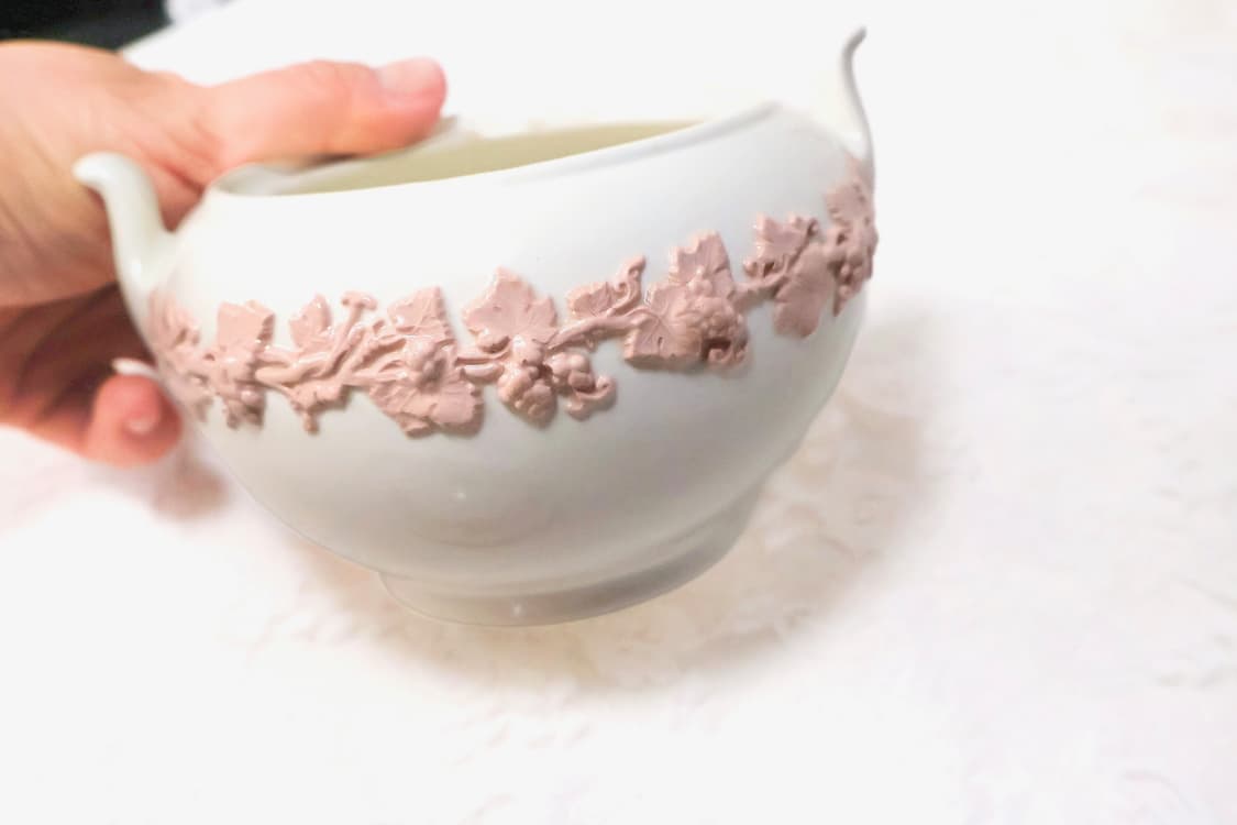 [영국앤틱](레어)웨지우드 퀸즈웨어 핑크 온 크림 슈가볼 상품이미지9