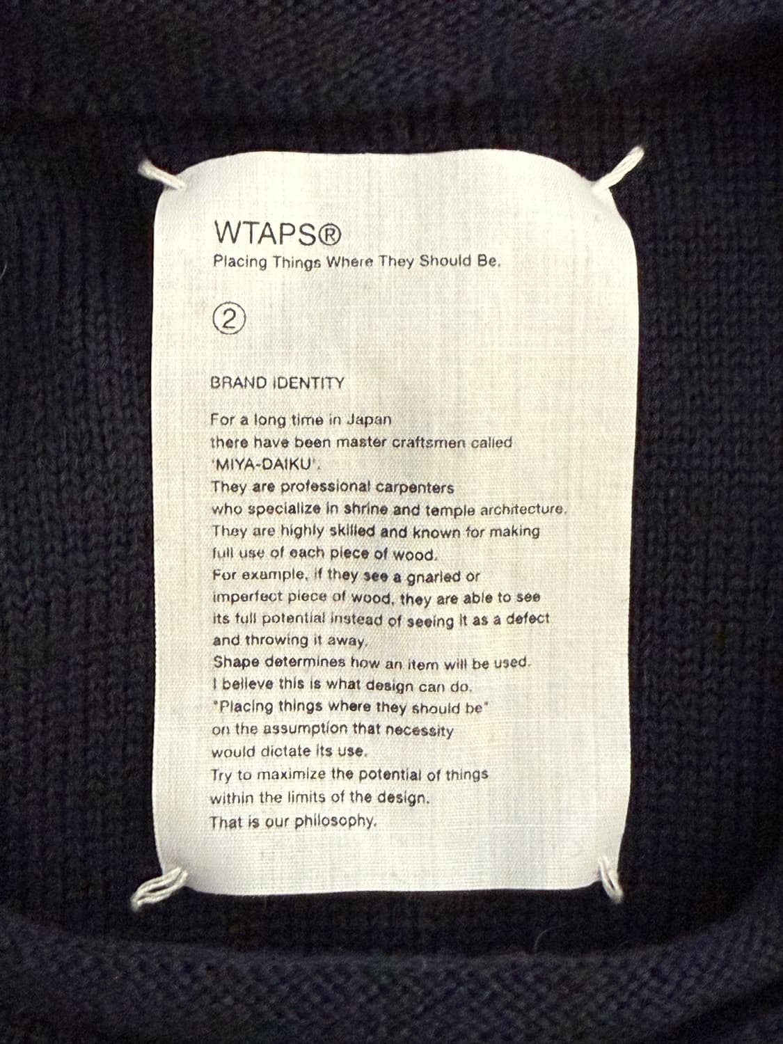 WTAPS AVANT 울 니트 02 네이비 / Made in Japan 상품이미지5