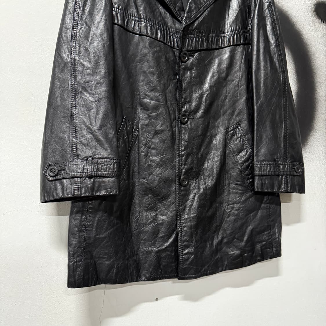 VTG 빈티지 100% 쉽스킨 왁스 코팅 글로시 양가죽 코트 상품이미지4