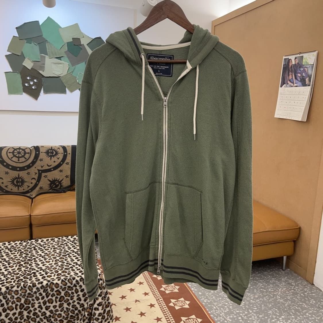 아베크롬비 올드스쿨 올리브 말차 여리핏 후드집업 L C09116 상품이미지3