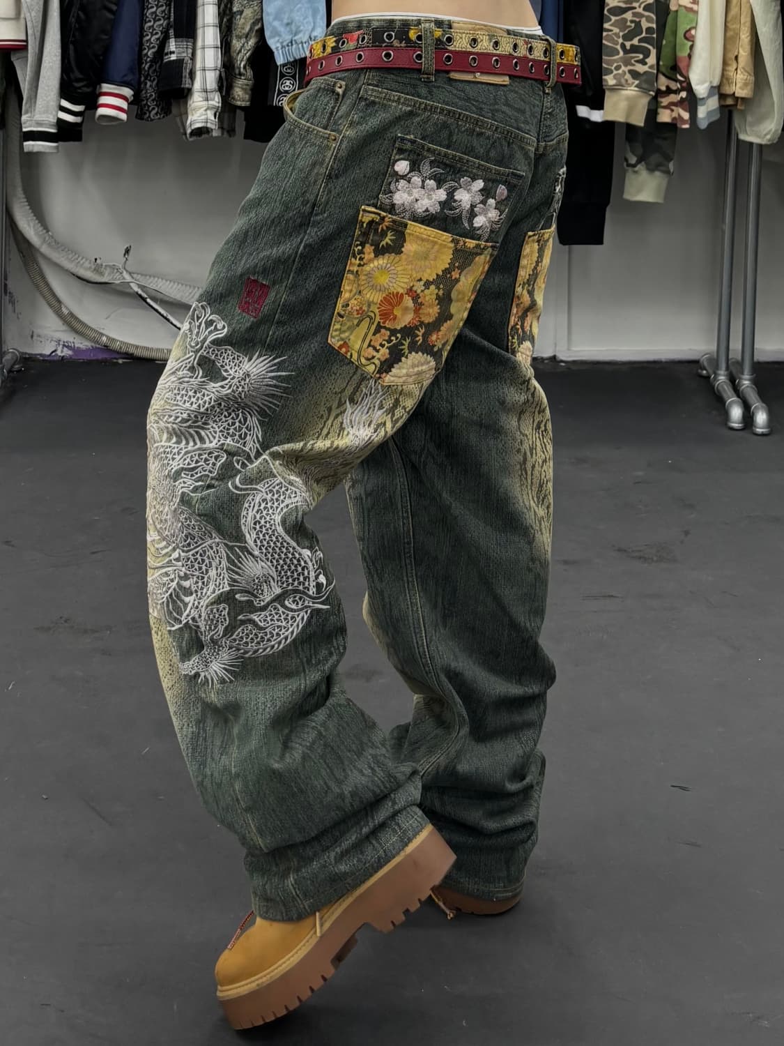 카라쿠리 타마시 뱀피 드래곤 데님팬츠 상품이미지1