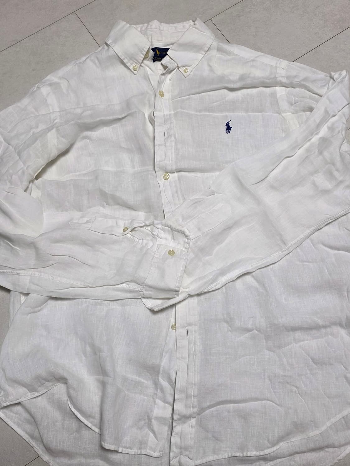 폴로 랄프로렌 클래식핏 린넨 셔츠 L 화이트 상품이미지1