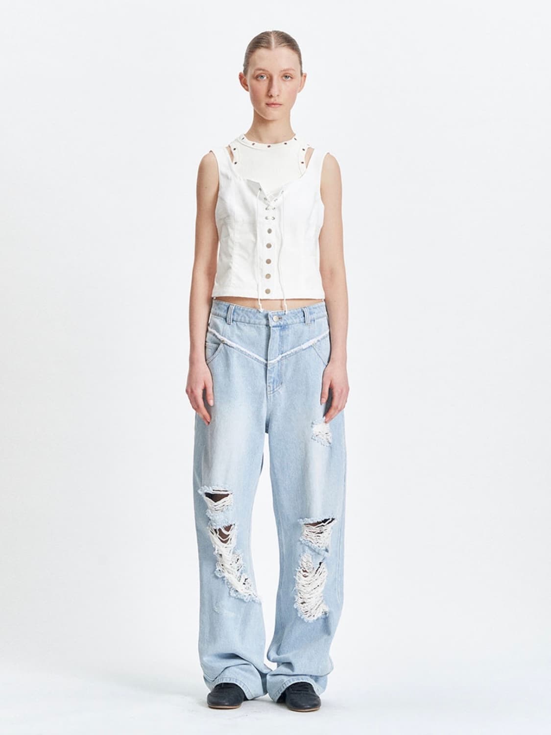 CHECK BUSTIER [WHITE] 상품이미지1