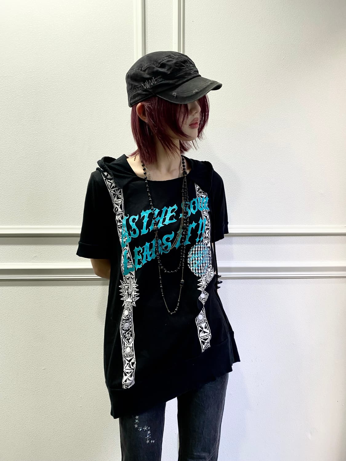 [ALGONQUINS] 스컬 펑크Hoodie 1/2 Tee 상품이미지1