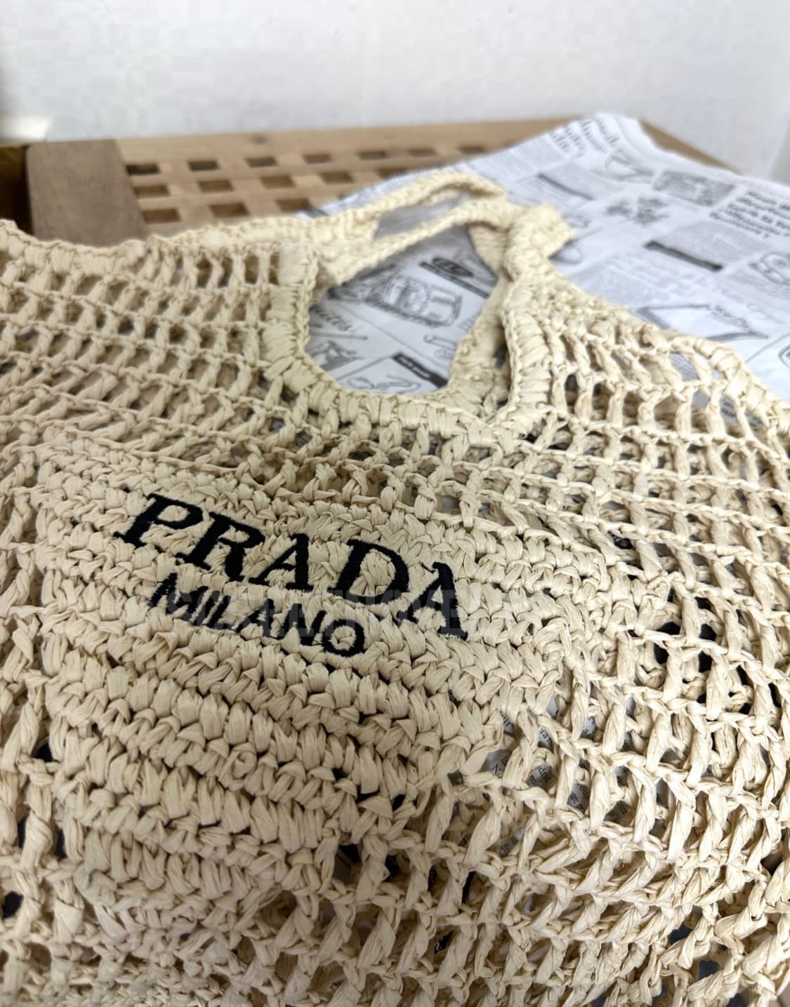 프라다 뷰티 라탄백 에코백 베이지 세일가 무료배송 상품이미지7