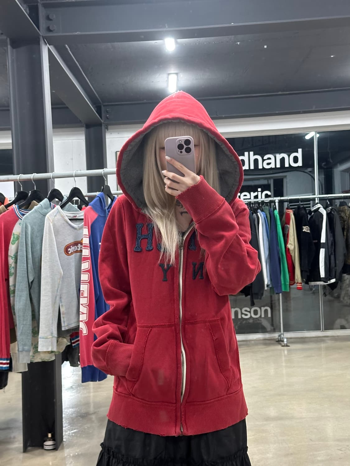 아베크롬비 오버핏 레드 후드 집업 상품이미지1