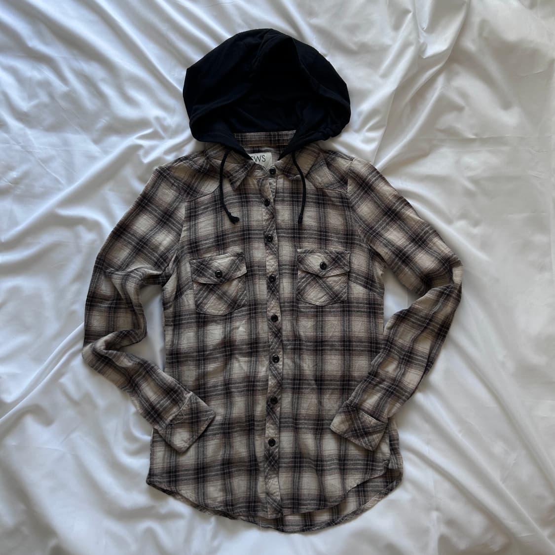 빈티지 코튼 후드 체크 긴팔셔츠 상품이미지7