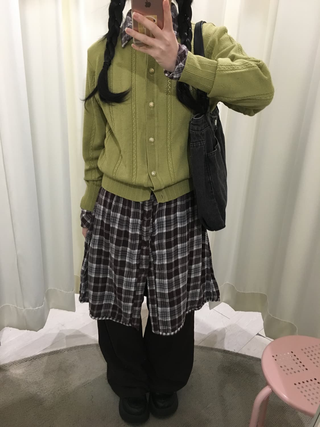 양면 셔츠원피스 + 가디건 세트 상품이미지3