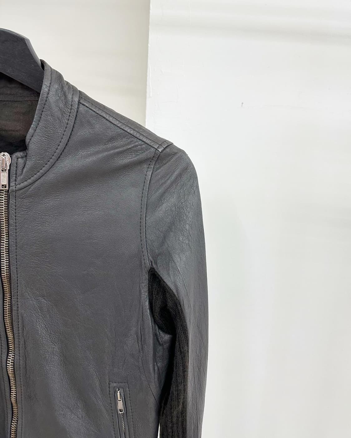 릭 오웬스 블랙 쉽스킨 레더 자켓  상품이미지4