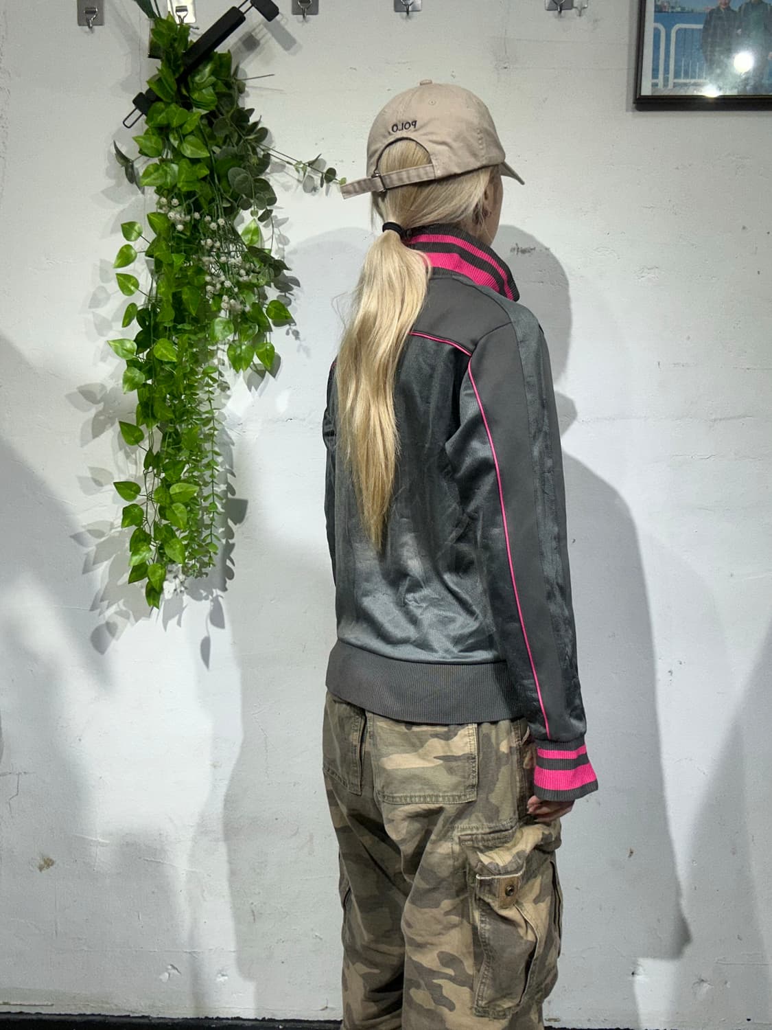 푸마 차콜 핑크 스몰 로고 트랙탑 져지 M 상품이미지3