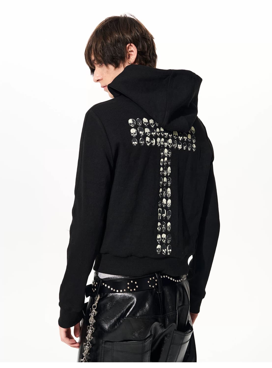 Skull Cross Embellished Hoodie 상품이미지3
