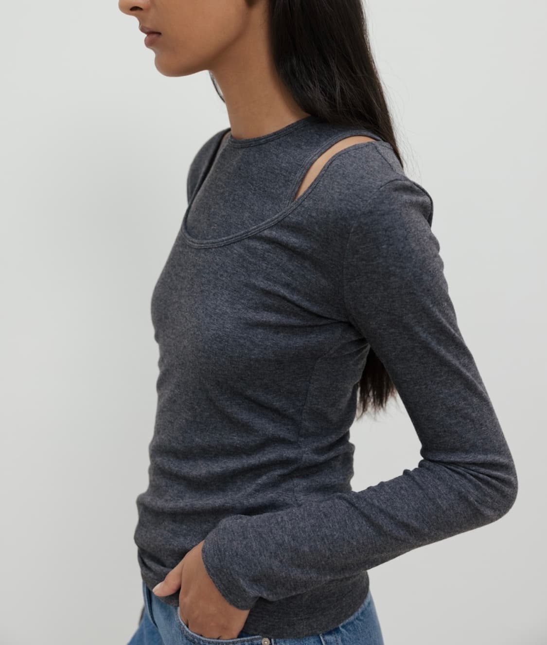 Rrace 레이스 scoop layered t-shirt 새상품 상품이미지3