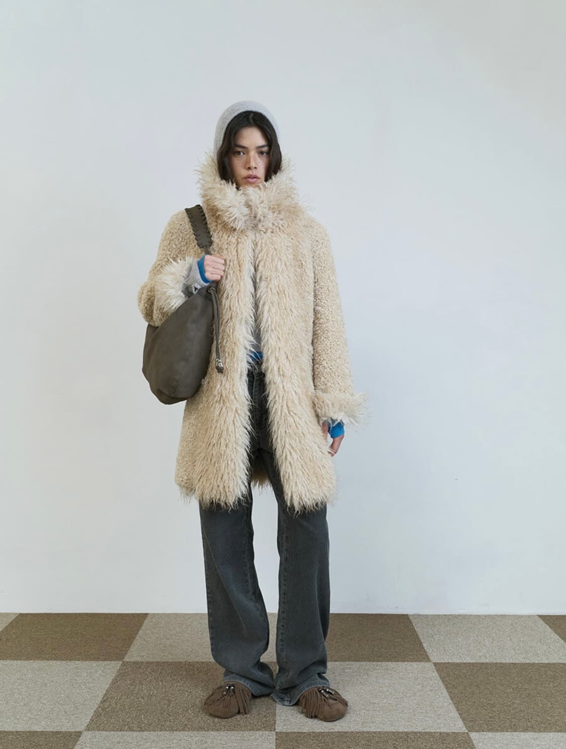 레이브 롱헤어 리버시블 무스탕 베이지 상품이미지3