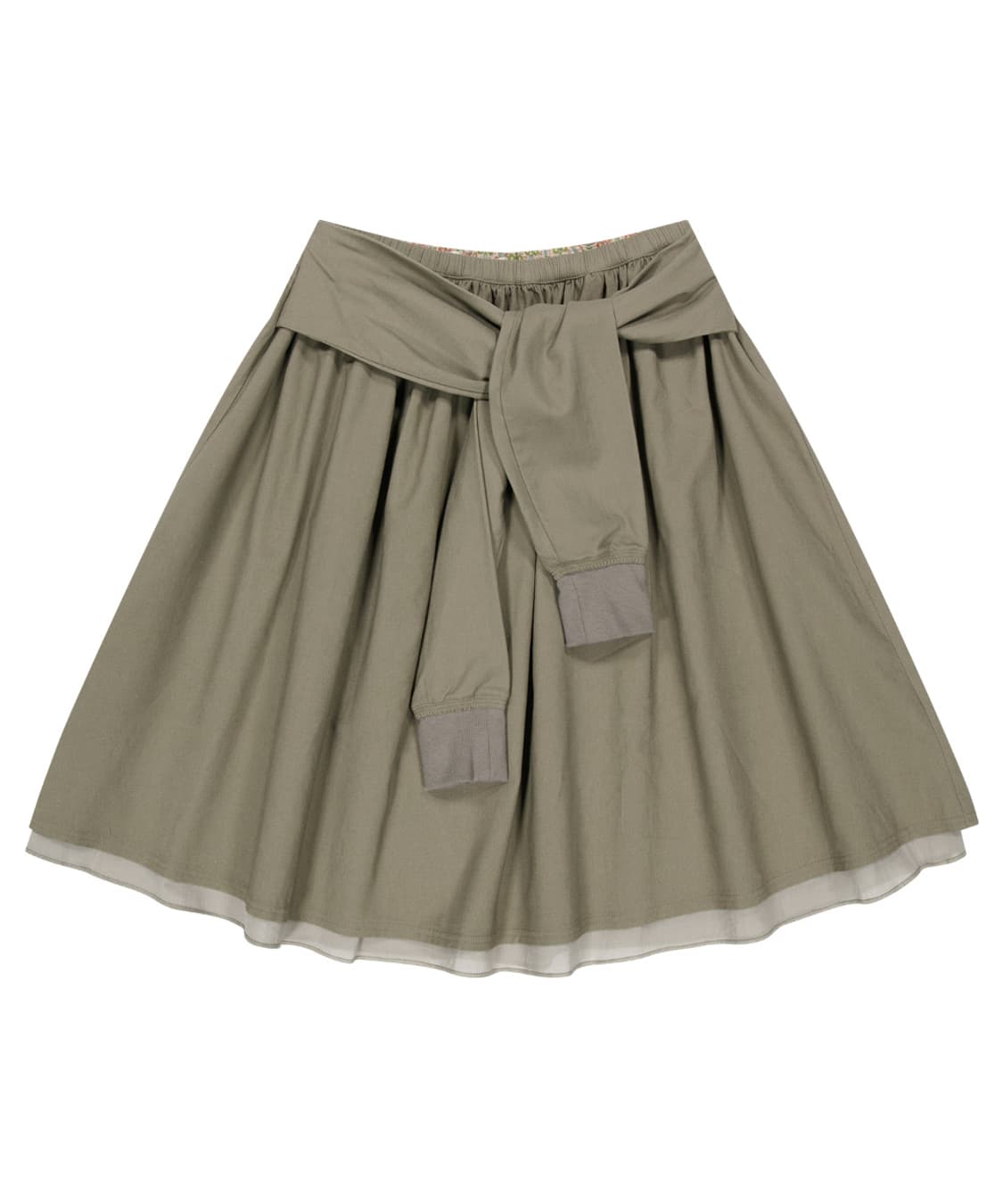 STRAP SHIRRING SKIRT ASH BROWN 상품이미지1