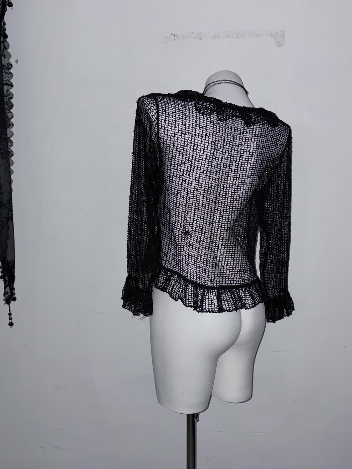 그물 크로셰 러플 블랙 가디건 다크엔젤 다크페어리 고스 공겜여주 상품이미지2