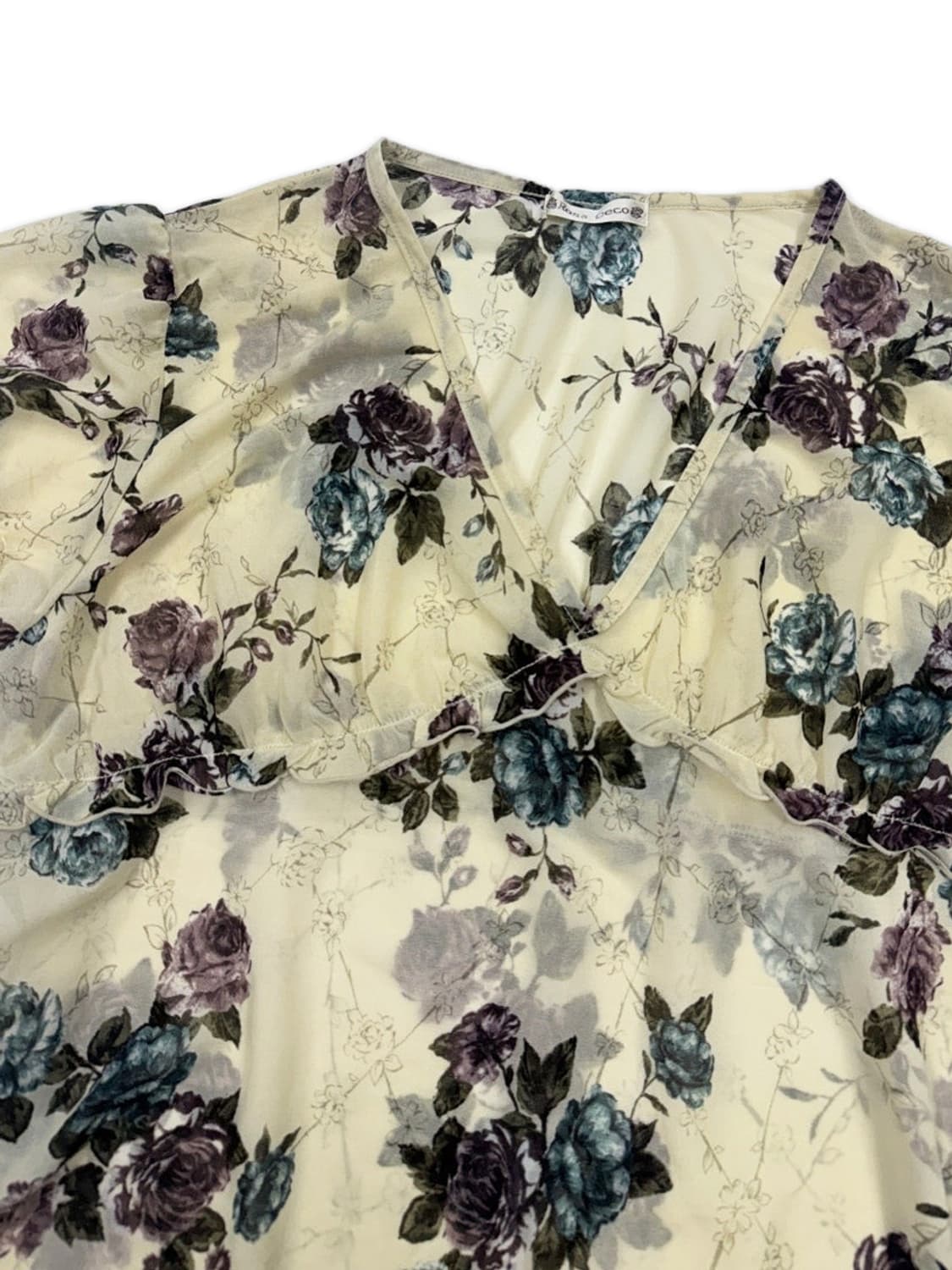 빈티지 Rosa Deco 아이보리 로즈 시스루 프릴 블라우스 상품이미지3