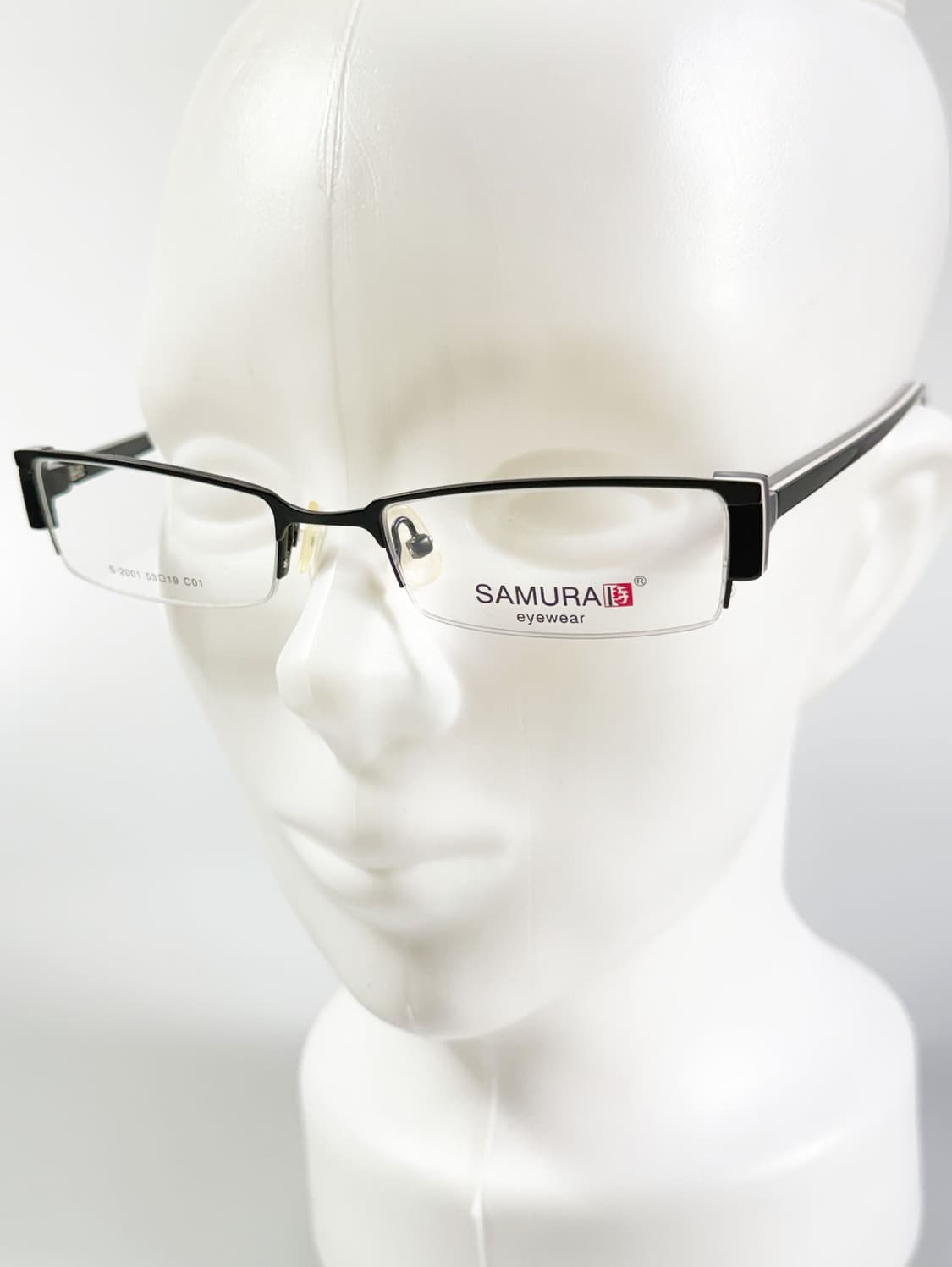 SAMURAI EYEWEAR 블랙 반무테 스퀘어 메탈 빈티지 안경 상품이미지8