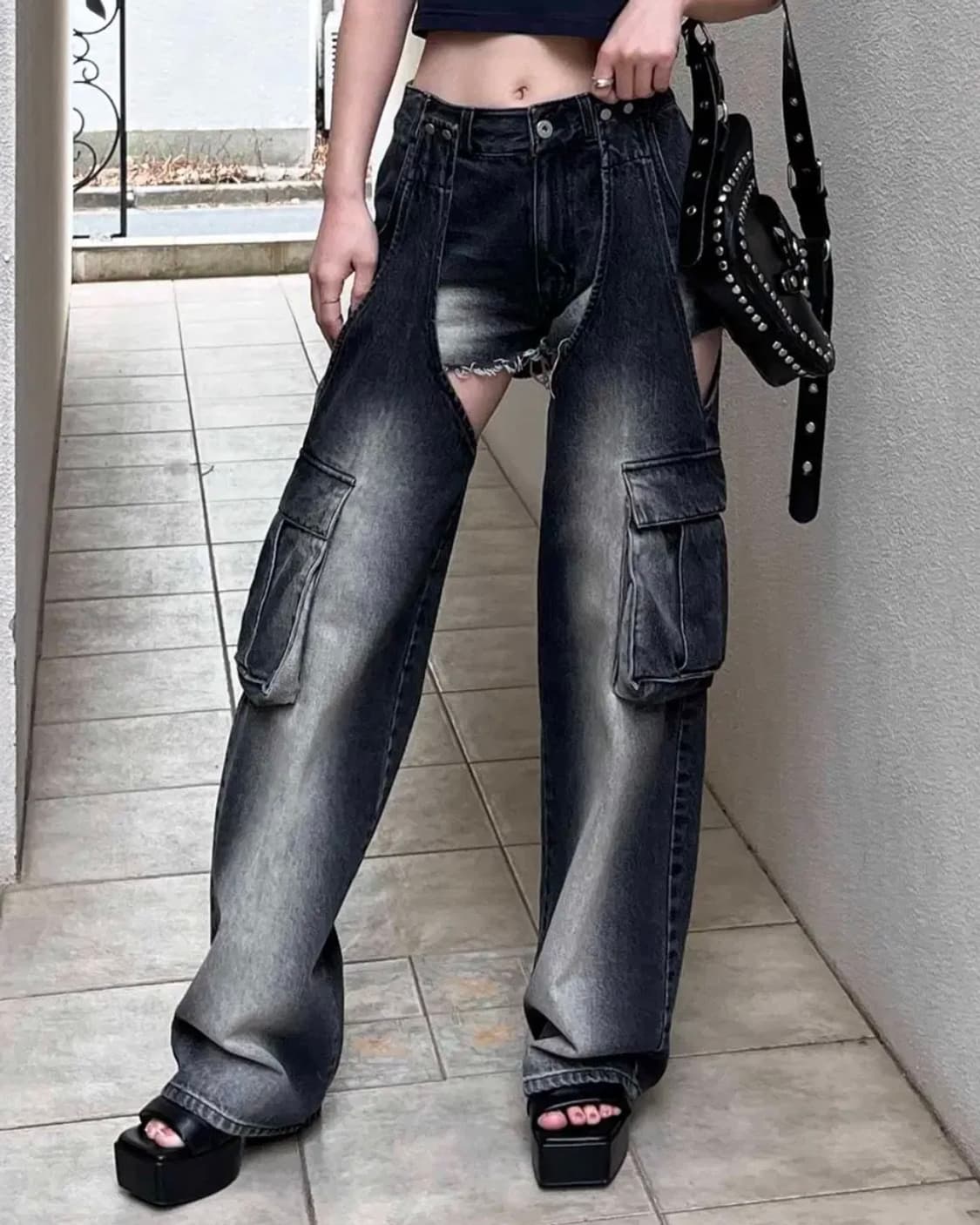 spiralgirl 스파이럴 걸 투웨이 카고 데님 팬츠 상품이미지3