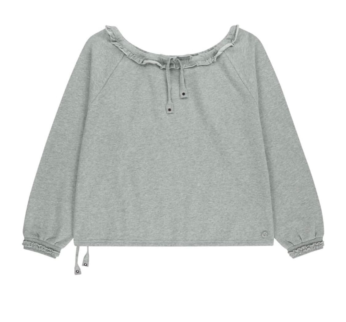 DRAWSTRING LONG SLEEVE MELANGE GREY 상품이미지1