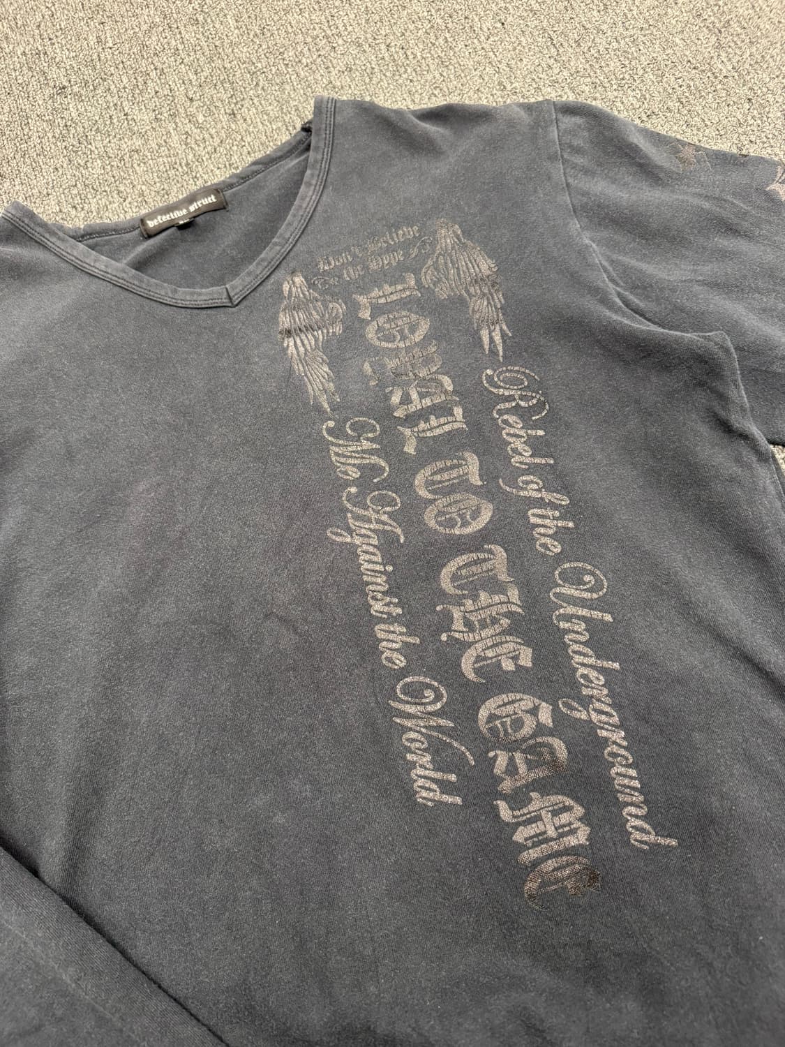 3L)Defective Struct 빈티지 Y2K 스컬 프린팅 브이넥 상품이미지2