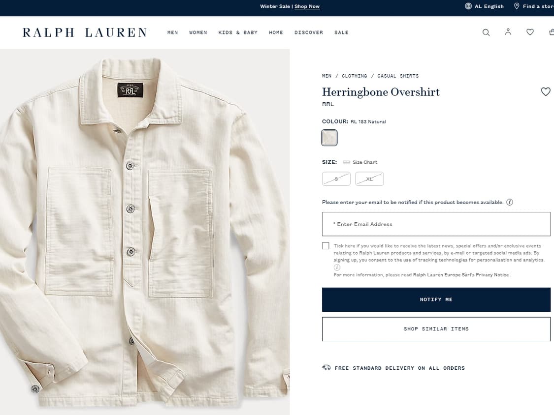 RRL 헤링본 오버 셔츠자켓(M) 상품이미지9