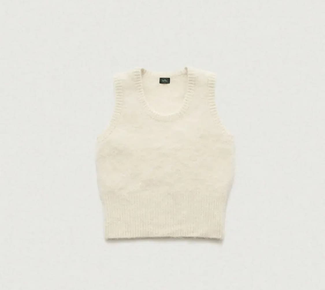 더바넷 알파카 유넥 니트 베스트 아이보리 상품이미지2