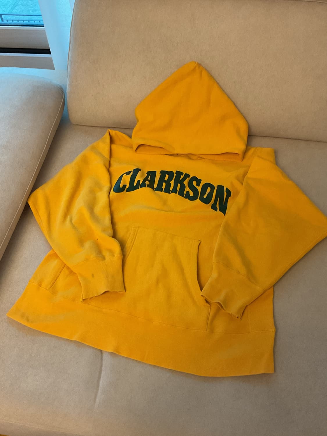 80s champion yellow damaged hoodie 상품이미지1