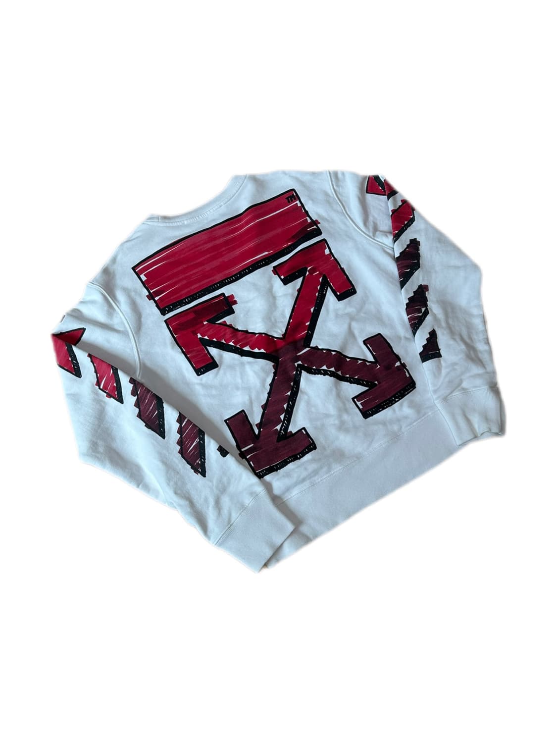 오프화이트 레드 마커 애로우 화이트 맨투맨 상품이미지1