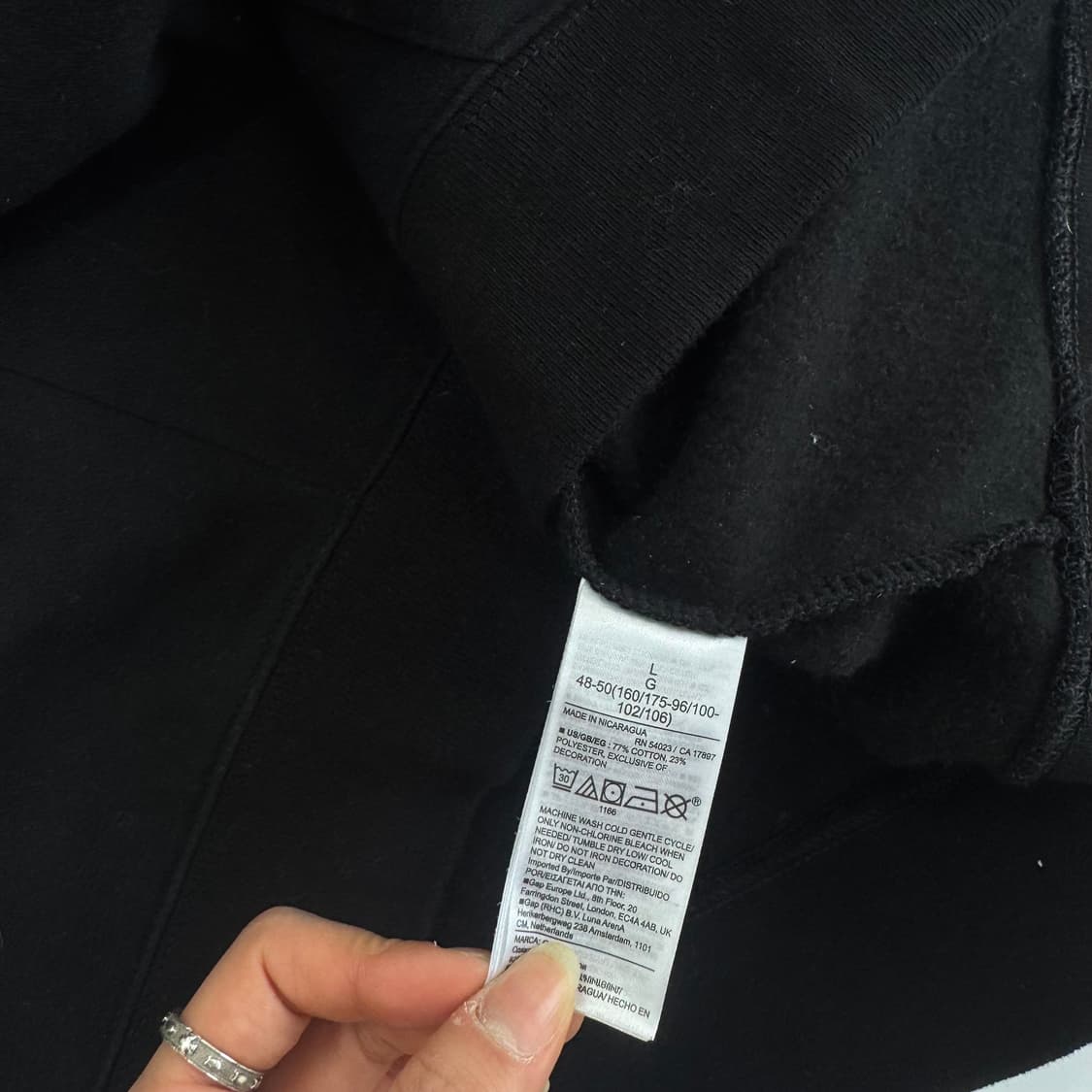 GAP 갭 블랙 로고 블랙 후드티 상품이미지6