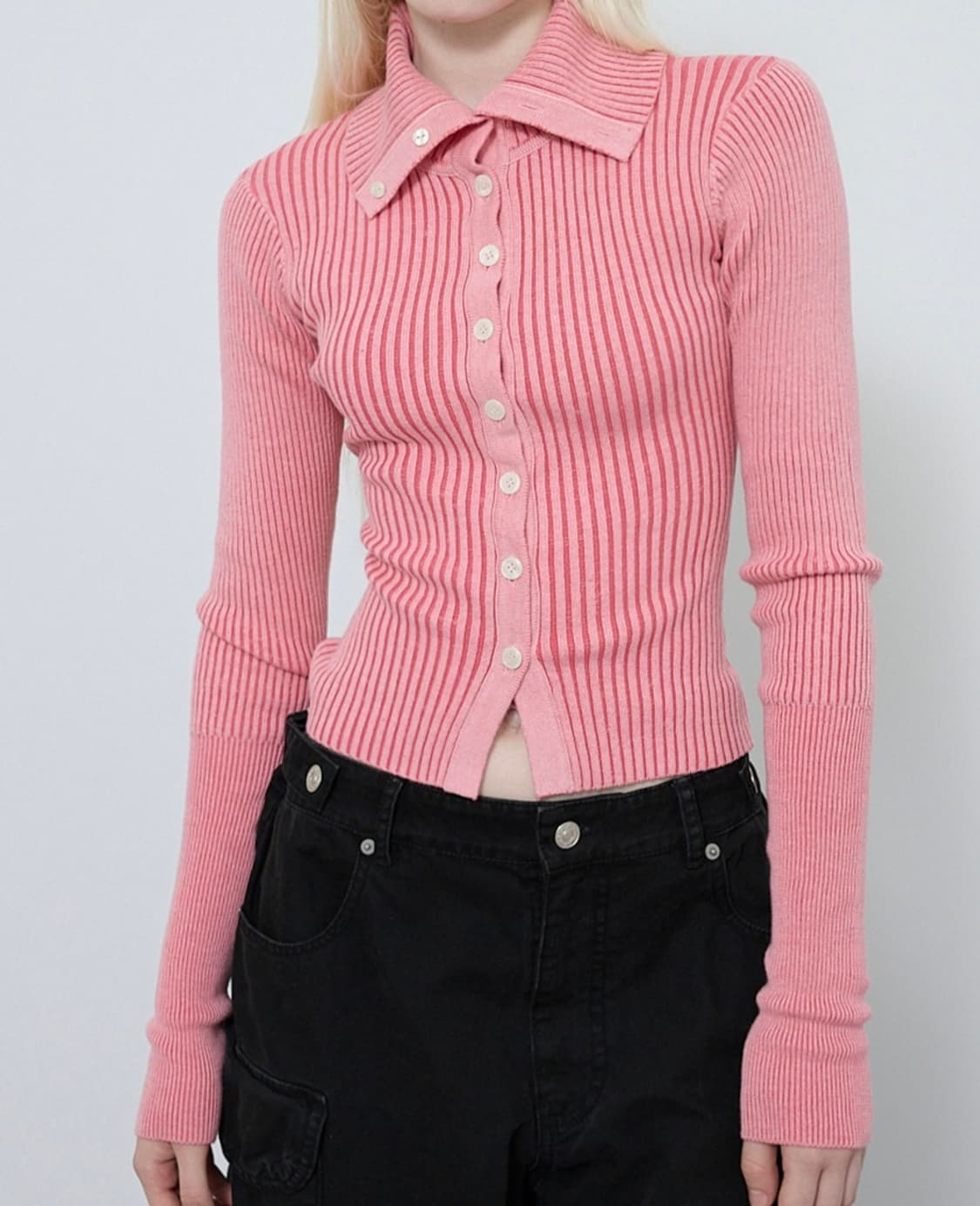 그레일즈 핑크 카라 가디건 상품이미지1