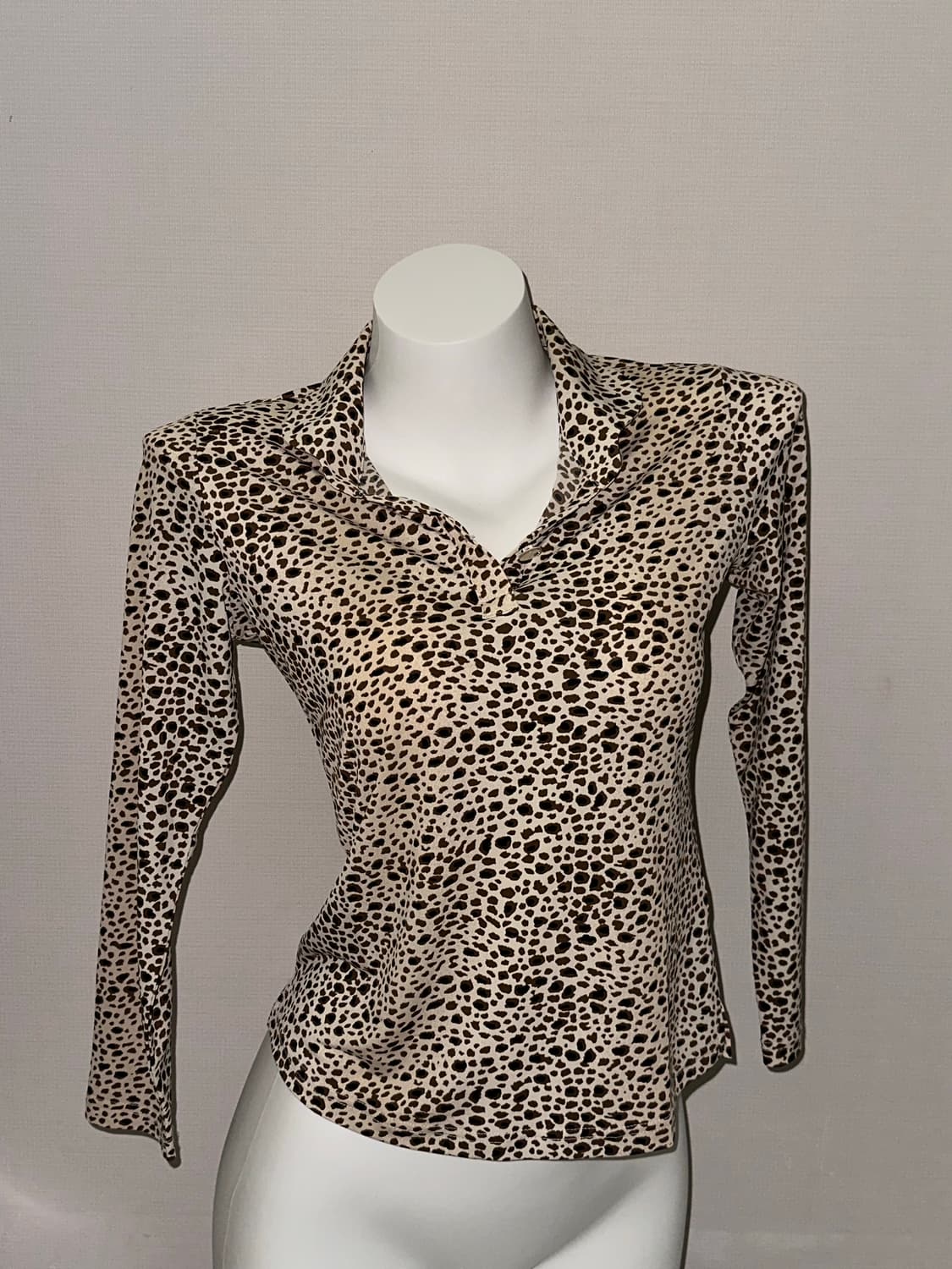 빈티지 갸루 호피 카라 티 상품이미지2