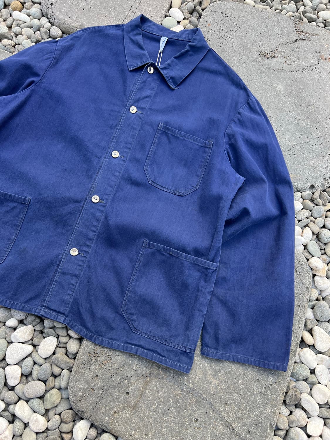 BLUE WASHING OLD HBT 헤링본트윌코튼 프렌치워크자켓 상품이미지5